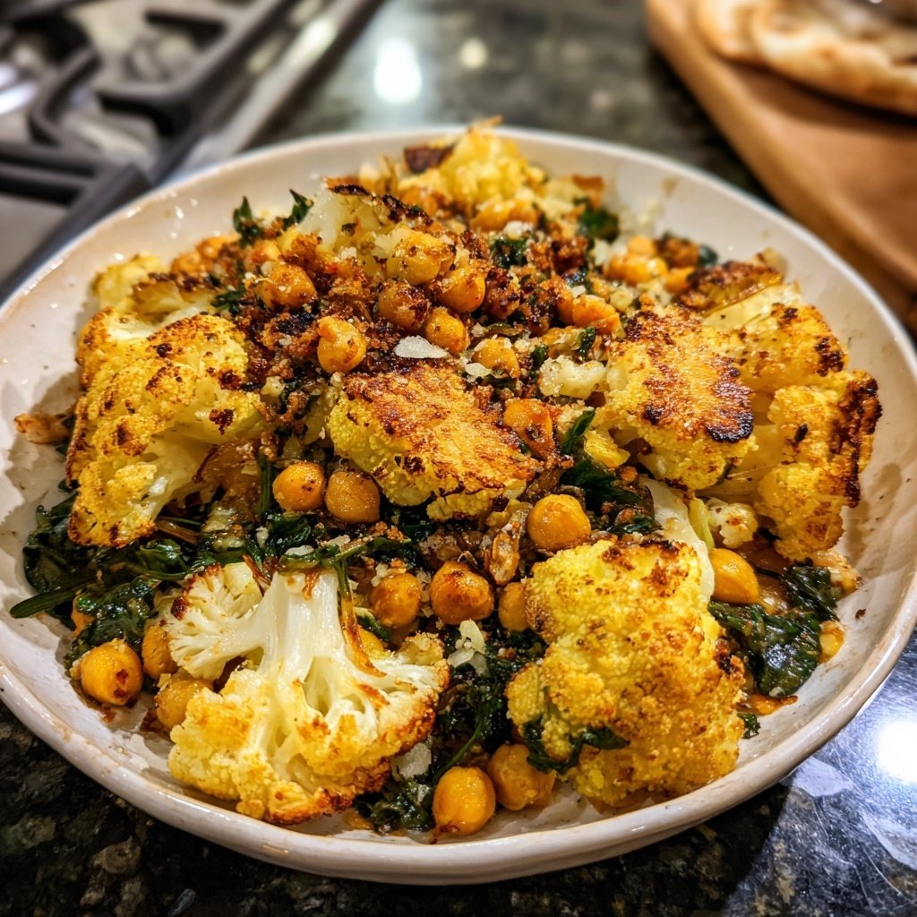 Blumenkohl Pfanne Mit Kichererbsen