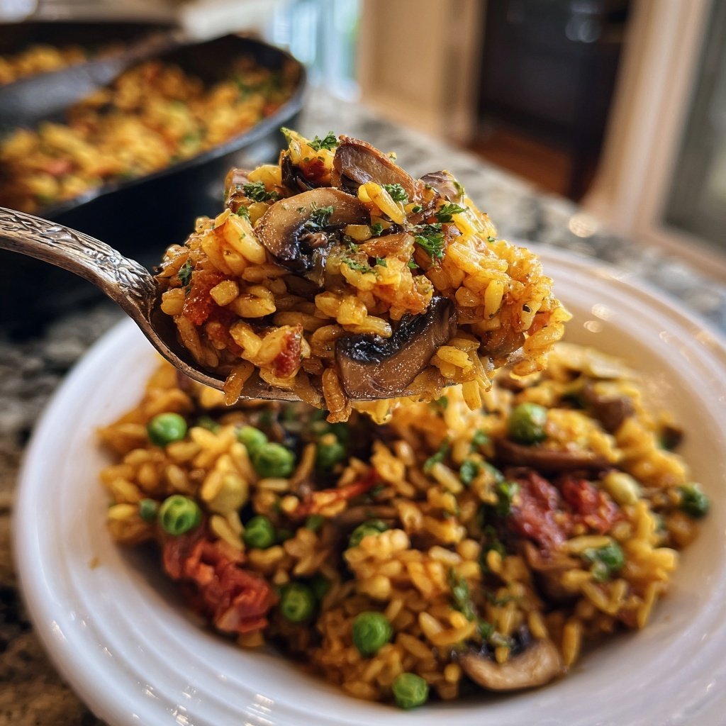 Paella mit Pilzen