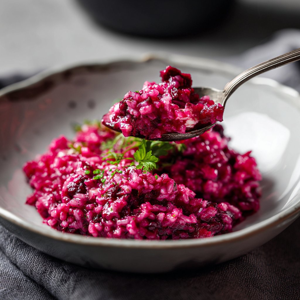 Rote-Bete-Risotto mit Ziegenkäse