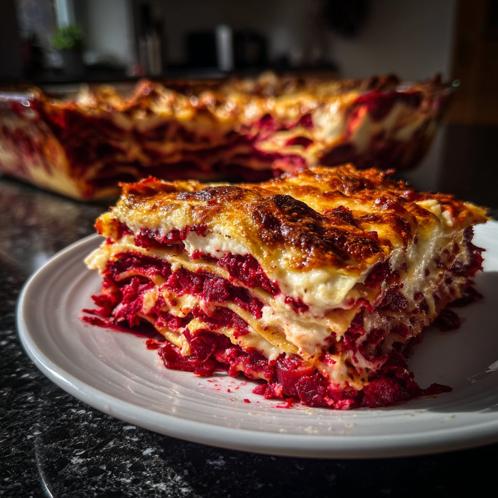 Vegetarische Lasagne mit Rote Bete