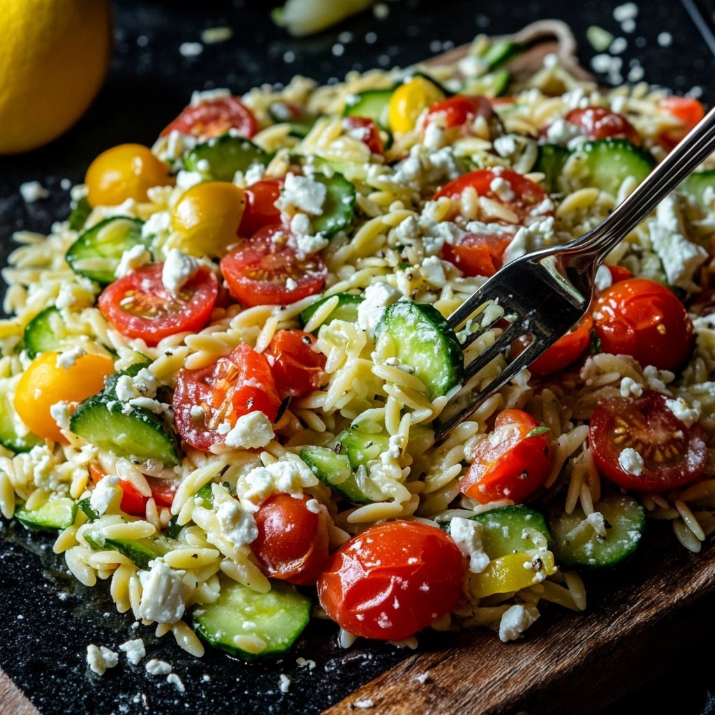 Griechischer Orzo Nudelsalat